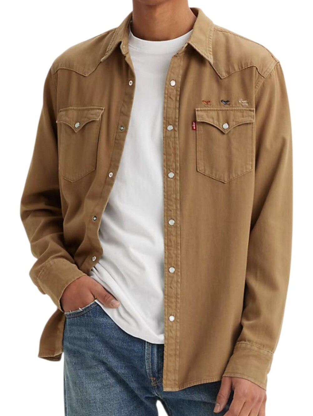 Levis Classic Western Standard Fit Shirt Tan Mens Medium
